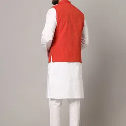 Latest Chikan Garments Striped Woven Nehru Jacket image 5
