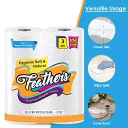 Feather's 3 Ply Extra Soft Multipurpose Premium Kitchen Towel KT-3226-350-V-4 (Pack of 4) image 3