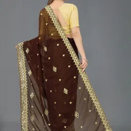 Prettyage Embellished Mirror Work Poly Georgette Heavy Work Banarasi Saree image 3