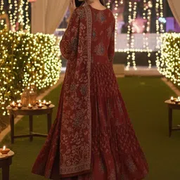 KALINI Women Ethnic Motifs Printed Tiered Kurta with Trousers & With Dupatta image 4