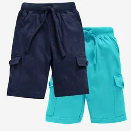 Kiddopanti Solid Shorts Pack Of 2 - Navy Blue And Aqua Blue-picture-42