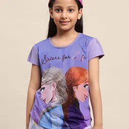 Kidsville Short Sleeves Frozen Sisters Printed Tee - Purple-picture-19