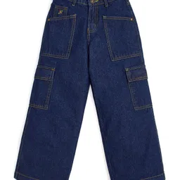 Knit N Knot Cotton Denim Woven Solid Flared Jeans - Indigo-picture-21