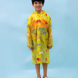 M'andy Polyester Full Sleeves Football Players Printed Hooded Raincoat - Yellow-image-60