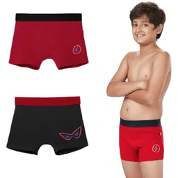 Plan B Cotton Blend Knit Pack Of 2 Thunder Flash & Cat Eye Mask Printed Boxer Style Briefs - Red & Black-picture-10