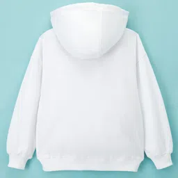 kookie kids india Kookie Kids Terry Knit Full Sleeves Hooded SweatJacket with Kangaroo Pocket & Patch Detailing - White image 2