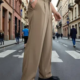 COVZ Men Smart Loose Fit Easy Wash Pleated Trousers image 4