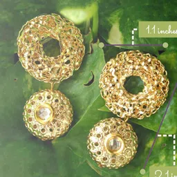 BeAbhika Gold-Plated Stone Studded Contemporary Drop Earrings image 4