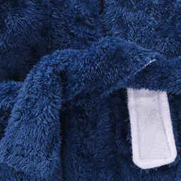 Babyhug Full Sleeves Velour Hooded Bathrobe - Navy Blue image 4