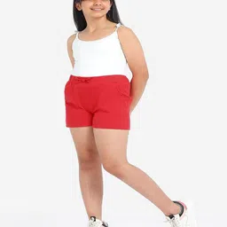 Bonkids Cotton Woven Solid Shorts - Red image 5