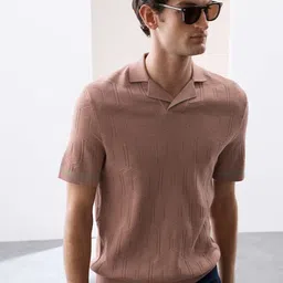 Marks & Spencer Men Self Design Polo Collar Pure Cotton T-shirt-picture-35