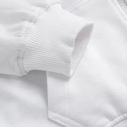 kookie kids india Kookie Kids Terry Knit Full Sleeves Hooded SweatJacket with Kangaroo Pocket & Patch Detailing - White image 5