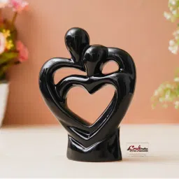 eCraftIndia Black Resin Creative Modern Double Heart Romantic Couple Statue-image-21