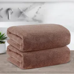 Story@Home 400 GSM Microfiber Bath Towel, Light Brown, Solid (Pack of 2)-image-4