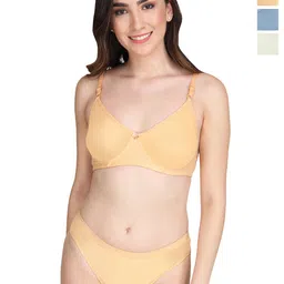 Liigne Women Pack Of 3 Everyday Padded Bra Pure Cotton Lingerie Set-picture-24