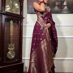 CaniBani Woven Design Zari Silk Blend Banarasi Saree image 3