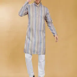 PulseIQ Men Embroidered Thread Work Kurta-image-86