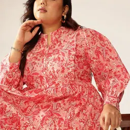 KALINI Floral Print Ruffled A-Line Midi Dress-picture-19