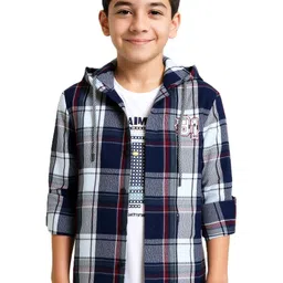 CAVIO Boys Comfort Tartan Checked Cotton Relaxed Fit Casual Shirt with T-Shirt-picture-21
