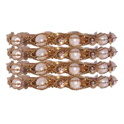 Fashionzara Set Of 4 Gold-Plated Stone-Studded Bangles-picture-18