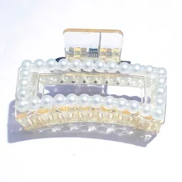 SHREEWATCHES Women Set Of 3 Pearls Claw Clip image 5