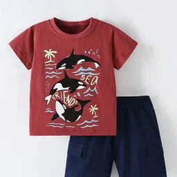 Xsole Boys Printed Round Neck T-Shirt With Shorts-picture-8