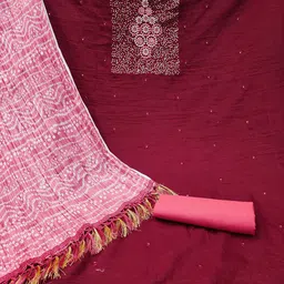 Ishin Floral Embroidered Sequinned Unstitched Dress Material image 4