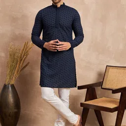 House of Pataudi Embroidered Pure Cotton Kurtas-image-84