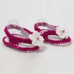 Knits & Knots crochet Flip Flop Style Knitted Booties - Violet & White-picture-27