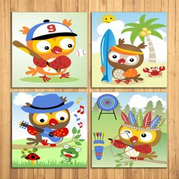 WENS Cute Cartoon Sparkle Laminated Wall Panels Set of 4 - Blue Multicolor-picture-24