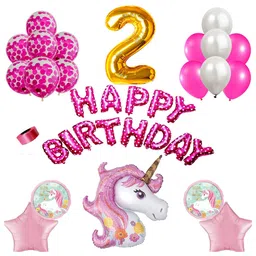 Shopperskart Unicorn Theme Second Birthday Balloons Decoration Combo Kit  Multicolor - Pack of 50-picture-49