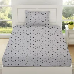 Myntra Elegant Homes Grey Cartoon Characters 144 TC Single Bedsheet Set 1.52 m x 2.28 m-picture-15