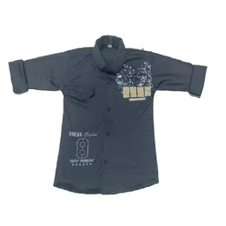 BAESD Boys Classic Fit Typography Printed Spread Collar Cotton Casual Shirt-image-45