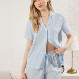 Trendyol Women Lapel Collar Night suit-picture-2