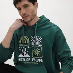 The Roadster Life Co. Graphic Printed Hooded Relaxed Fit Fleece Sweatshirt image 1