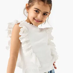 Juniors by Babyshop Girls Schiffili Detail Ruffle Flutter Sleeve Cotton Top-picture-26
