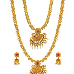 NAGNESHI ART Gold-Plated Artificial Stone-Studded & Beaded Jewellery Set image 4