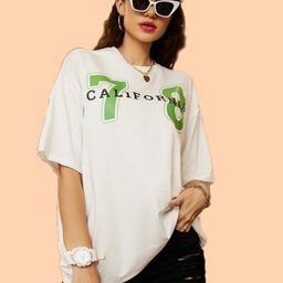 Christy World Women Typography Printed Round Neck Oversized T-shirt-picture-40
