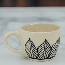 The Decor Lane White & Black Leaf Printed Ceramic Mug 350ml-picture-15