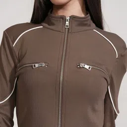 ESPYR By Tokyo Talkies Women Long Sleeves Fitted Zip Top Top image 3