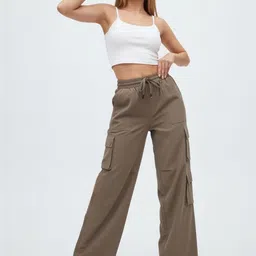 HIGH BUY Women Tailored High-Rise Pleated Cargos Trousers-picture-30