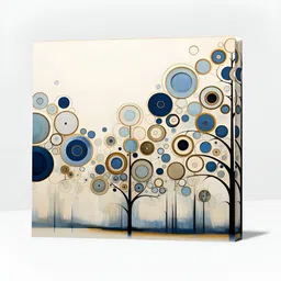 OLIVE TREE White & Blue Abstract Printed Canvas Wall Art image 2