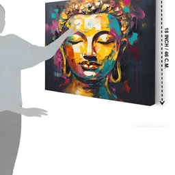 Aura Black & Yellow Buddha Printed Canvas Wall Art image 3
