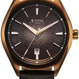 Titan Stellar Starlight Men Leather Analogue Automatic Motion Powered Watch 10051QL01 image 5