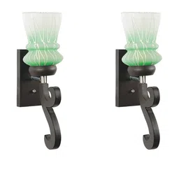 Somil Premium Designer Glass Wall / Night Lamp Elegant & Stylish Dcor Accent for Modern Interiors, color- Green, White, Size:- 17 X 22 X 27 CM-picture-26