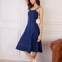 Orchid Blues Denim A-line Midi Dress image 5