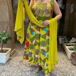 Sdc Collections Printed Sequinned Sequinned Anarkali Kurti-image-14