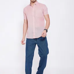 THE BEETEL HOUSE Men Comfort Slim Fit Textured Spread Collar Linen Casual Shirt image 2