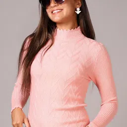 V-Mart Women Cotton Turtle Neck Cable Knit Pullover Sweater-picture-22