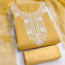 MANVAA Ethnic Motifs Embroidered Thread Work Unstitched Dress Material-picture-35
